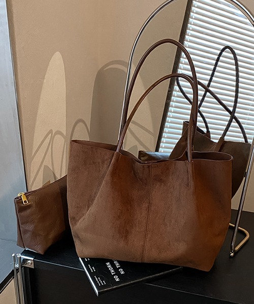 blackdia ocean（ブラックダイヤオーシャン）の「blackdia ocean PU スウェード トートバッグ ポーチ付き（トートバッグ・レディース・ダークブラウン/ブラウン/ブラック・FREE）」の4枚目の写真