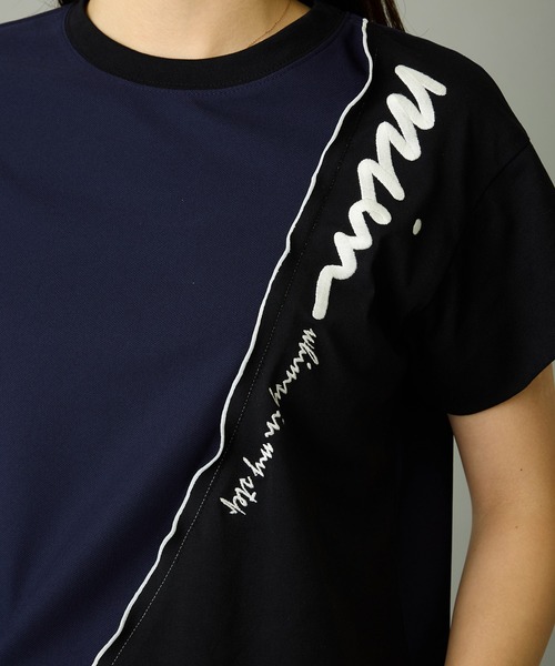 AVIE（アビィ）の「【mien】刺繍デザインTee（Tシャツ/カットソー・レディース・ホワイト/ブラック・38）」の3枚目の写真