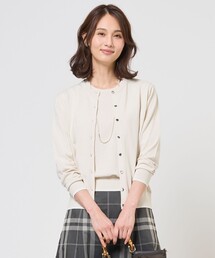 【アンサンブル着用可】BASIC HT COTTON クルーネック カーディガン