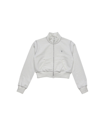 STITCH HIGHNECK CROP ZIP UP WHITE
