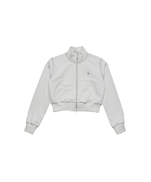SYNERJYN(シナジン)の「STITCH HIGHNECK CROP ZIP UP WHITE(ナイロンジャケット・レディース・その他・FREE)」の1枚目の写真