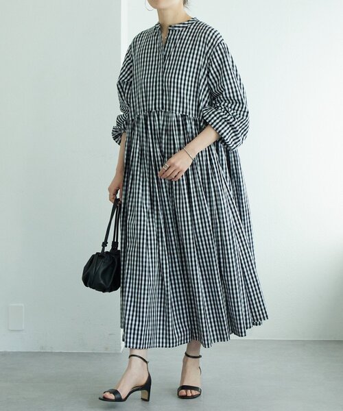 BEARDSLEY（ビアズリー）の「《2/15(日)12：00追加予約》先染めギャザーワンピース（ワンピース・レディース・ネイビー/ブラック・0/1）」の21枚目の写真