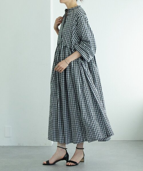 BEARDSLEY（ビアズリー）の「《2/15(日)12：00追加予約》先染めギャザーワンピース（ワンピース・レディース・ネイビー/ブラック・0/1）」の22枚目の写真