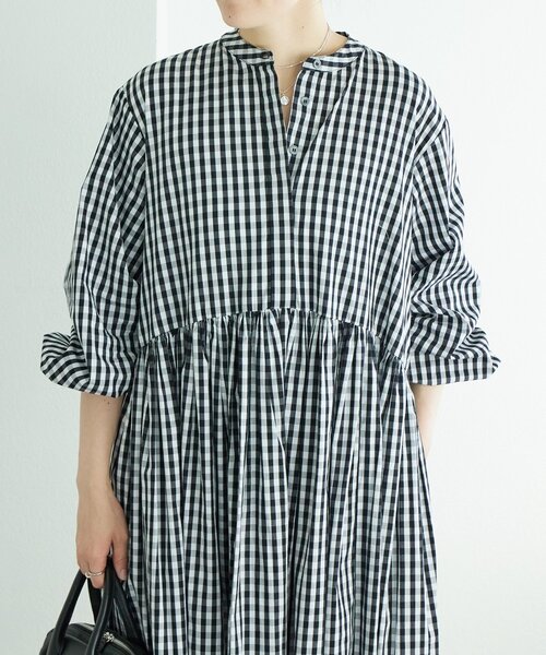 BEARDSLEY（ビアズリー）の「先染めギャザーワンピース（ワンピース・レディース・ネイビー/ブラック・0/1）」の13枚目の写真