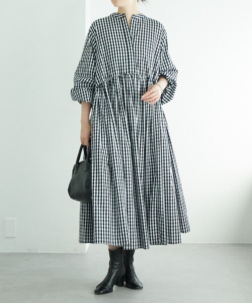 BEARDSLEY（ビアズリー）の「先染めギャザーワンピース（ワンピース・レディース・ネイビー/ブラック・0/1）」の16枚目の写真