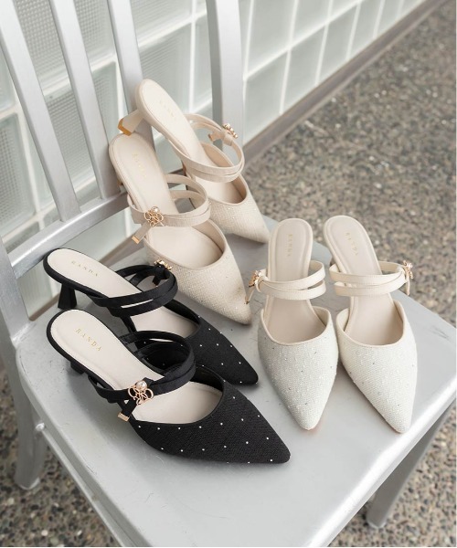 RANDA（ランダ）の「モノグラムパールミュールパンプス（パンプス・レディース・ブラック/アイボリー/ベージュ・M/L/S/LL）」の20枚目の写真