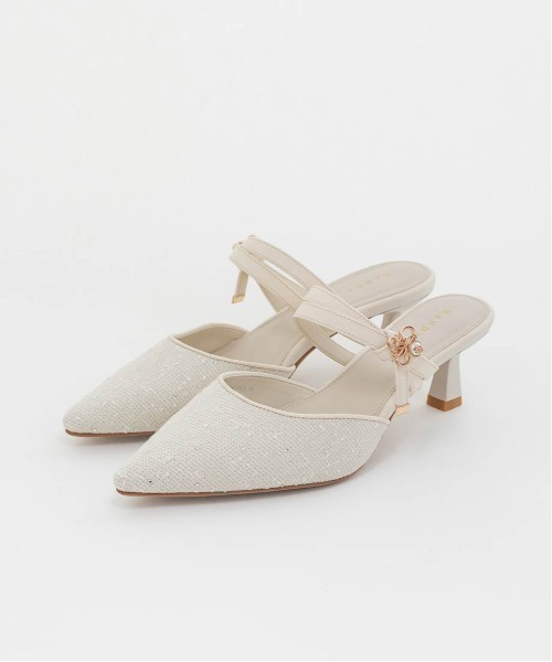 RANDA（ランダ）の「モノグラムパールミュールパンプス（パンプス・レディース・ブラック/アイボリー/ベージュ・M/L/S/LL）」の6枚目の写真