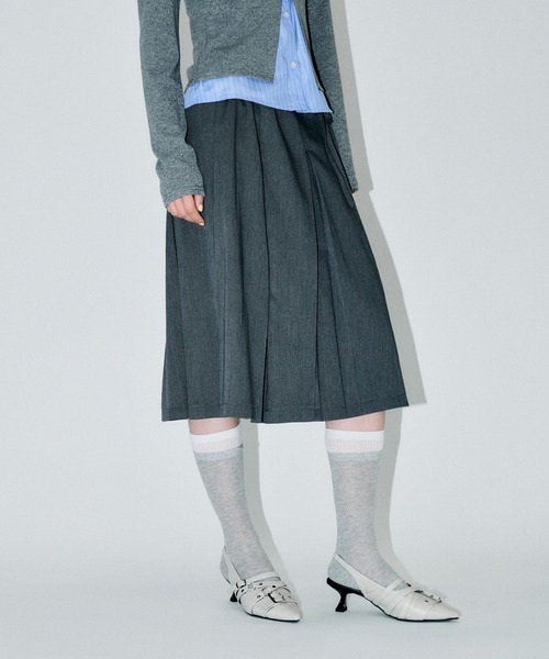 3.3 Field Trip （3.3フィールドトリップ）の「3.3 Field Trip／プリーツミディスカート（スカート・レディース・チャコール/ライトグレー・MEDIUM/SMALL）」の9枚目の写真