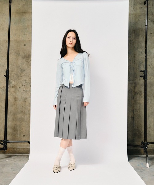 3.3 Field Trip （3.3フィールドトリップ）の「3.3 Field Trip／プリーツミディスカート（スカート・レディース・チャコール/ライトグレー・MEDIUM/SMALL）」の13枚目の写真