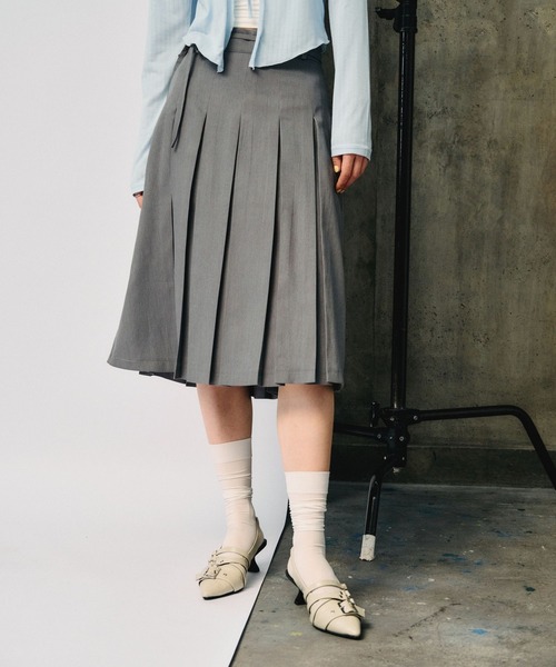 3.3 Field Trip （3.3フィールドトリップ）の「3.3 Field Trip／プリーツミディスカート（スカート・レディース・チャコール/ライトグレー・MEDIUM/SMALL）」の15枚目の写真