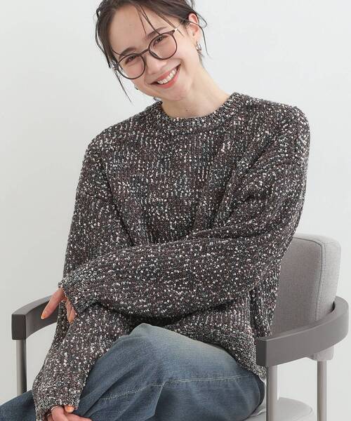 SHOO・LA・RUE（シューラルー）の「【洗濯機可/前後2WAY】ぽこぽこニットカーディガン（カーディガン/ボレロ・レディース・ダークブラウン/ホワイト/ダークグレー・00）」の2枚目の写真