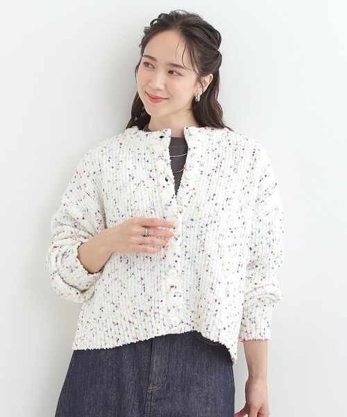 SHOO・LA・RUE（シューラルー）の「【洗濯機可/前後2WAY】ぽこぽこニットカーディガン（カーディガン/ボレロ・レディース・ダークブラウン/ホワイト/ダークグレー・00）」の8枚目の写真