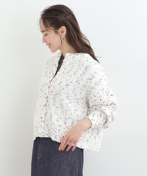SHOO・LA・RUE（シューラルー）の「【洗濯機可/前後2WAY】ぽこぽこニットカーディガン（カーディガン/ボレロ・レディース・ダークブラウン/ホワイト/ダークグレー・00）」の9枚目の写真