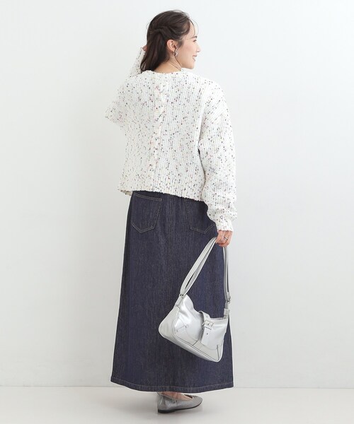 SHOO・LA・RUE（シューラルー）の「【洗濯機可/前後2WAY】ぽこぽこニットカーディガン（カーディガン/ボレロ・レディース・ダークブラウン/ホワイト/ダークグレー・00）」の13枚目の写真