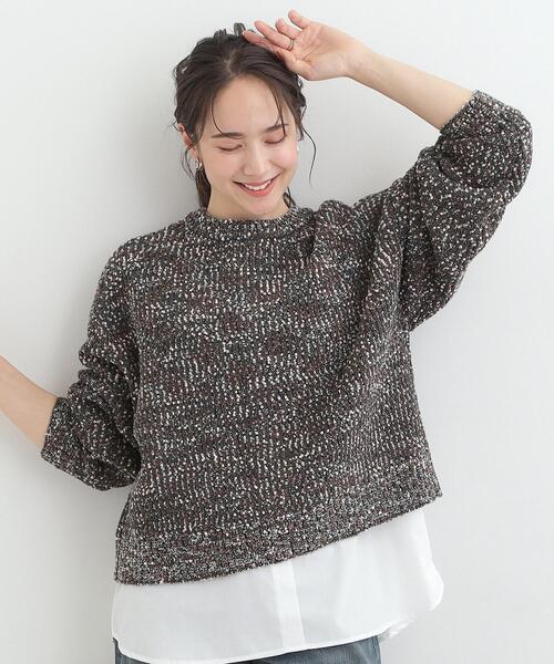 SHOO・LA・RUE（シューラルー）の「【洗濯機可/前後2WAY】ぽこぽこニットカーディガン（カーディガン/ボレロ・レディース・ダークブラウン/ホワイト/ダークグレー・00）」の7枚目の写真