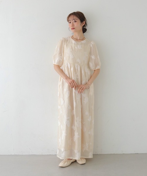 CLEIO（クレイオ）の「【CLEIO】チューリップジャガードワンピース  TULIP JACQUARD DRESS（ワンピース・レディース・ネイビー/アイボリー・FREE）」の2枚目の写真