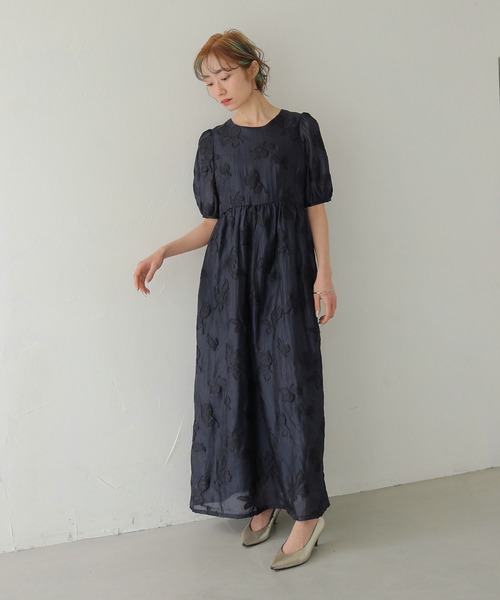 CLEIO（クレイオ）の「【CLEIO】チューリップジャガードワンピース  TULIP JACQUARD DRESS（ワンピース・レディース・ネイビー/アイボリー・FREE）」の5枚目の写真
