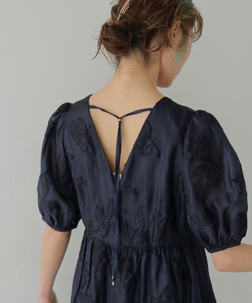 CLEIO（クレイオ）の「【CLEIO】チューリップジャガードワンピース  TULIP JACQUARD DRESS（ワンピース・レディース・ネイビー/アイボリー・FREE）」の12枚目の写真