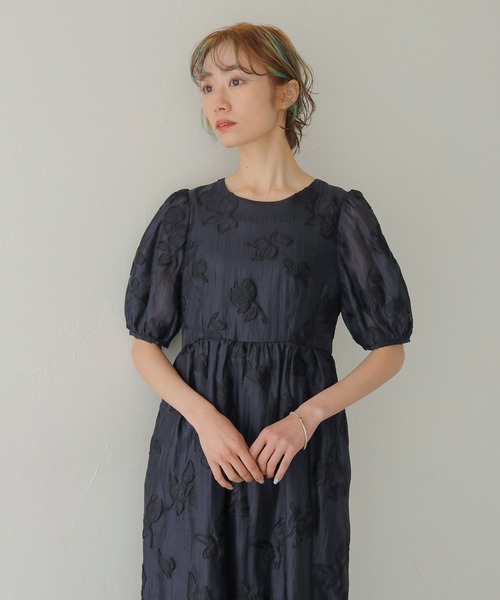 CLEIO（クレイオ）の「【CLEIO】チューリップジャガードワンピース  TULIP JACQUARD DRESS（ワンピース・レディース・ネイビー/アイボリー・FREE）」の9枚目の写真