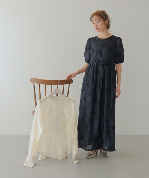 CLEIO（クレイオ）の「【CLEIO】チューリップジャガードワンピース  TULIP JACQUARD DRESS（ワンピース・レディース・ネイビー/アイボリー・FREE）」の14枚目の写真