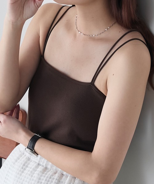 BONLECILL（ボンルシール）の「【接触冷感/抗菌防臭】カップ付きダブルストラップベアキャミソール（キャミソール・レディース・ブラック/モカ/オレンジ/ネイビー/ベージュ/ピンク/レッド/ブラウン/ミント/グレー/ブルー/チャコールグレー/アイボリー/ブラック系1・L/LL/M/S）」の6枚目の写真