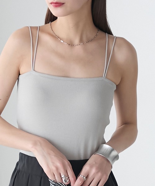 BONLECILL（ボンルシール）の「【接触冷感/抗菌防臭】カップ付きダブルストラップベアキャミソール（キャミソール・レディース・ブラック/モカ/オレンジ/ネイビー/ベージュ/ピンク/レッド/ブラウン/ミント/グレー/ブルー/チャコールグレー/アイボリー/ブラック系1・L/LL/M/S）」の5枚目の写真