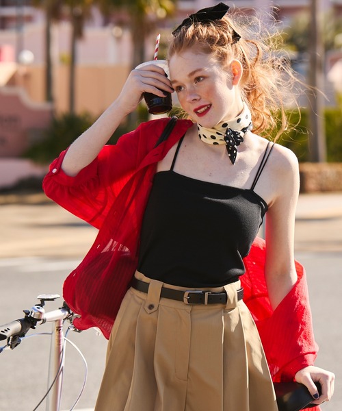 BONLECILL（ボンルシール）の「【接触冷感/抗菌防臭】カップ付きダブルストラップベアキャミソール（キャミソール・レディース・ブラック/モカ/オレンジ/ネイビー/ベージュ/ピンク/レッド/ブラウン/ミント/グレー/ブルー/チャコールグレー/アイボリー/ブラック系1・L/LL/M/S）」の2枚目の写真