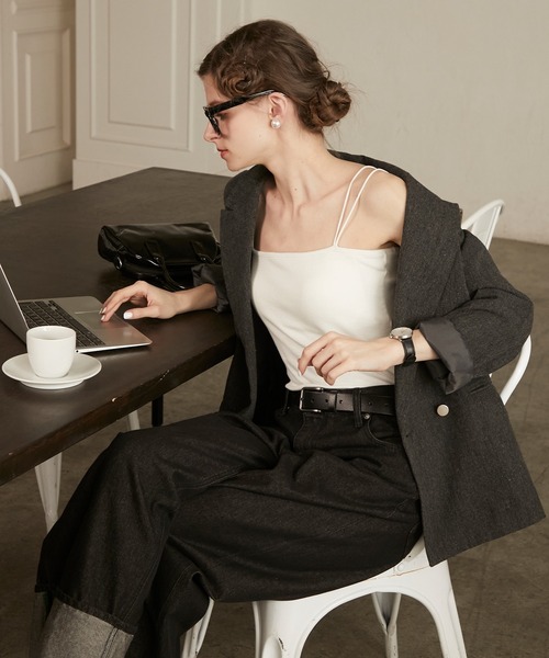 BONLECILL（ボンルシール）の「【接触冷感/抗菌防臭】カップ付きダブルストラップベアキャミソール（キャミソール・レディース・ブラック/モカ/オレンジ/ネイビー/ベージュ/ピンク/レッド/ブラウン/ミント/グレー/ブルー/チャコールグレー/アイボリー/ブラック系1・L/LL/M/S）」の17枚目の写真