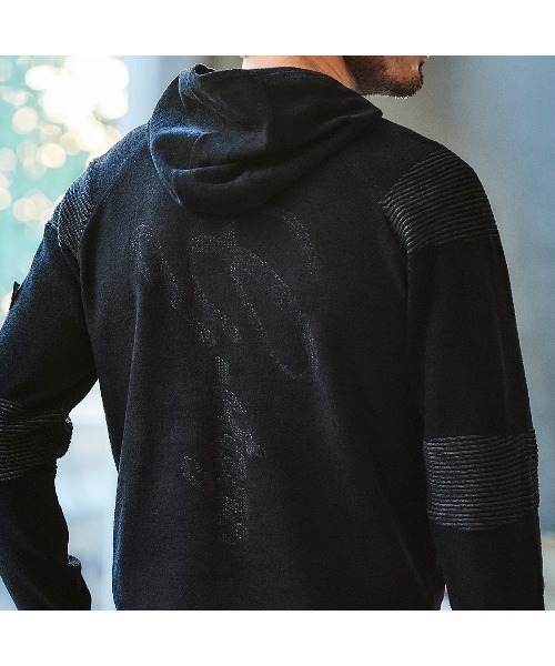 g-stage（ジーステージ）の「軽く柔らかいモールストレッチパーカー（ニット/セーター・メンズ・ブラック/チャコールグレー・46/50/48）」の6枚目の写真