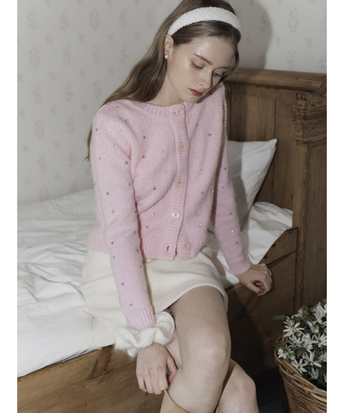 LAUTREDE MIN(ロートルドミン)の「Bijou Mohair Pink Cardigan(カーディガン/ボレロ・レディース・ベビーピンク・FREE)」の1枚目の写真
