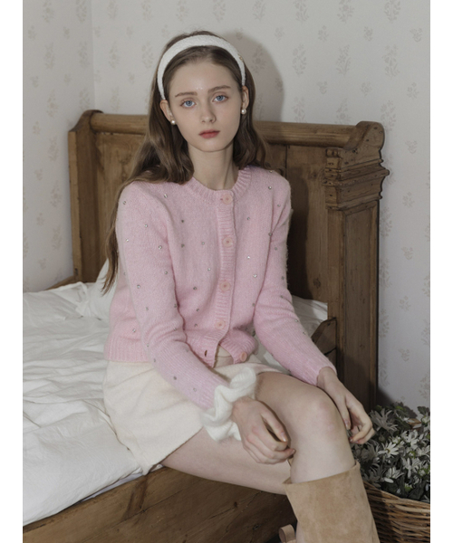 LAUTREDE MIN(ロートルドミン)の「Bijou Mohair Pink Cardigan(カーディガン/ボレロ・レディース・ベビーピンク・FREE)」の3枚目の写真