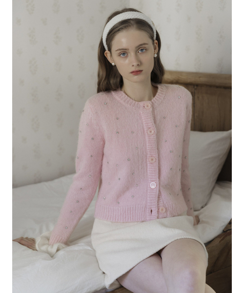 LAUTREDE MIN(ロートルドミン)の「Bijou Mohair Pink Cardigan(カーディガン/ボレロ・レディース・ベビーピンク・FREE)」の5枚目の写真