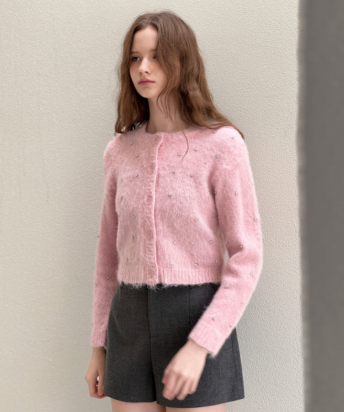 LAUTREDE MIN(ロートルドミン)の「Bijou Mohair Pink Cardigan(カーディガン/ボレロ・レディース・ベビーピンク・FREE)」の7枚目の写真