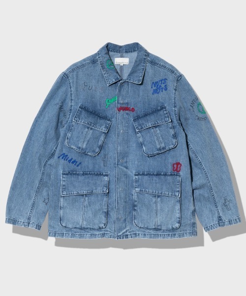 Universal Style Wear（ユニバーサルスタイルウェア）の「Universal Style Wear/ユニバーサル スタイルウェア　RAKUGAKI fating denim（シャツ/ブラウス・メンズ・インディゴブルー/ライトブルー・X-LARGE/LARGE/MEDIUM）」の2枚目の写真