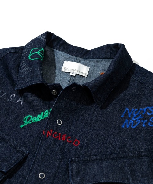 Universal Style Wear（ユニバーサルスタイルウェア）の「Universal Style Wear/ユニバーサル スタイルウェア　RAKUGAKI fating denim（シャツ/ブラウス・メンズ・インディゴブルー/ライトブルー・X-LARGE/LARGE/MEDIUM）」の3枚目の写真