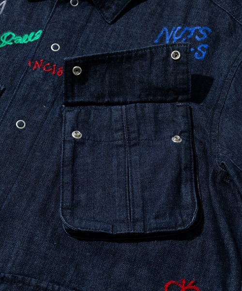 Universal Style Wear（ユニバーサルスタイルウェア）の「Universal Style Wear/ユニバーサル スタイルウェア　RAKUGAKI fating denim（シャツ/ブラウス・メンズ・インディゴブルー/ライトブルー・X-LARGE/LARGE/MEDIUM）」の4枚目の写真