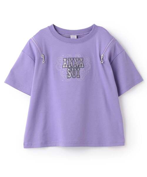ANNA SUI mini（アナスイ・ミニ）の「【親子リンク】ラインストーンロゴTシャツ（Tシャツ/カットソー・キッズ・パープル/ホワイト/ブラック・L(145-155cm)/L(130-140cm)/M(115-125cm)/L 155-165cm）」の3枚目の写真