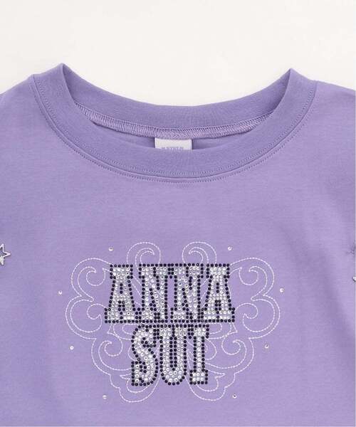 ANNA SUI mini（アナスイ・ミニ）の「【親子リンク】ラインストーンロゴTシャツ（Tシャツ/カットソー・キッズ・パープル/ホワイト/ブラック・L(145-155cm)/L(130-140cm)/M(115-125cm)/L 155-165cm）」の6枚目の写真