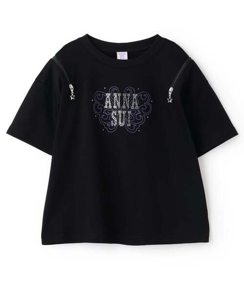 ANNA SUI mini（アナスイ・ミニ）の「【親子リンク】ラインストーンロゴTシャツ（Tシャツ/カットソー・キッズ・パープル/ホワイト/ブラック・L(145-155cm)/L(130-140cm)/M(115-125cm)/L 155-165cm）」の16枚目の写真
