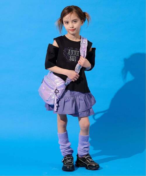 ANNA SUI mini（アナスイ・ミニ）の「【親子リンク】ラインストーンロゴTシャツ（Tシャツ/カットソー・キッズ・パープル/ホワイト/ブラック・L(145-155cm)/L(130-140cm)/M(115-125cm)/L 155-165cm）」の19枚目の写真