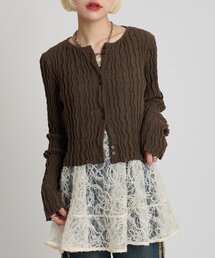 w closet（ダブルクローゼット）の「ブークレショートカーディガン（Tシャツ/カットソー）」