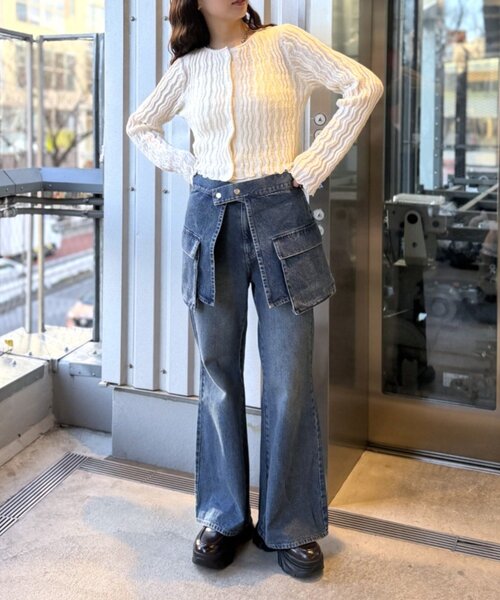 w closet（ダブルクローゼット）の「ブークレショートカーディガン（Tシャツ/カットソー・レディース・アイボリー/ブラック/レッド/ピンク/グリーン/ブラウン・FREE）」の9枚目の写真