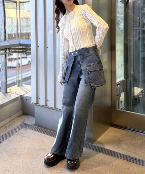 w closet（ダブルクローゼット）の「ブークレショートカーディガン（Tシャツ/カットソー・レディース・アイボリー/ブラック/レッド/ピンク/グリーン/ブラウン・FREE）」の9枚目の写真