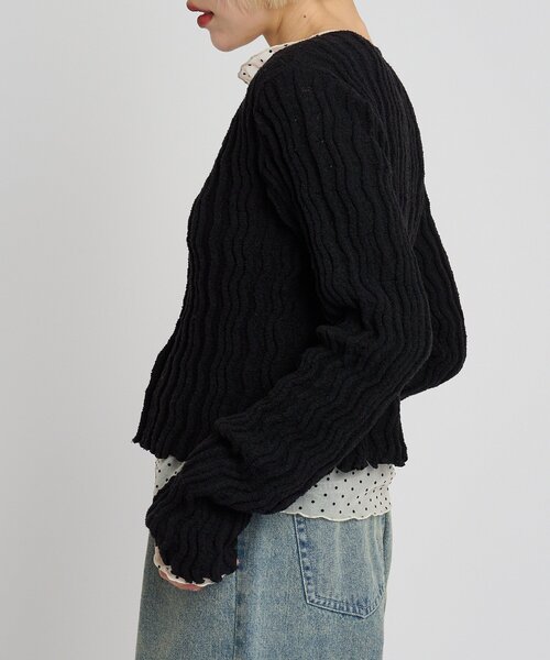 w closet（ダブルクローゼット）の「ブークレショートカーディガン（Tシャツ/カットソー・レディース・アイボリー/ブラック/レッド/ピンク/グリーン/ブラウン・FREE）」の11枚目の写真