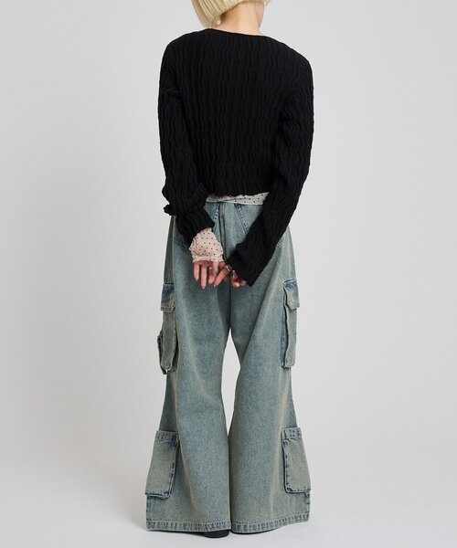 w closet（ダブルクローゼット）の「ブークレショートカーディガン（Tシャツ/カットソー・レディース・アイボリー/ブラック/レッド/ピンク/グリーン/ブラウン・FREE）」の17枚目の写真