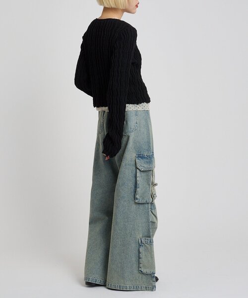 w closet（ダブルクローゼット）の「ブークレショートカーディガン（Tシャツ/カットソー・レディース・アイボリー/ブラック/レッド/ピンク/グリーン/ブラウン・FREE）」の18枚目の写真