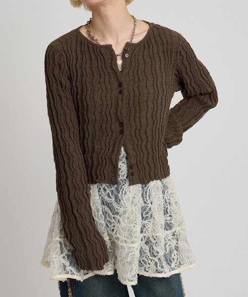 w closet（ダブルクローゼット）の「ブークレショートカーディガン（Tシャツ/カットソー・レディース・アイボリー/ブラック/レッド/ピンク/グリーン/ブラウン・FREE）」の19枚目の写真