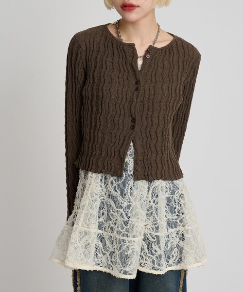 w closet（ダブルクローゼット）の「ブークレショートカーディガン（Tシャツ/カットソー・レディース・アイボリー/ブラック/レッド/ピンク/グリーン/ブラウン・FREE）」の20枚目の写真