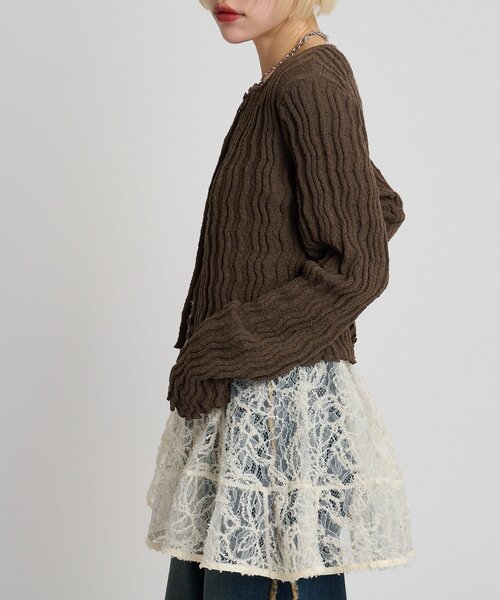 w closet（ダブルクローゼット）の「ブークレショートカーディガン（Tシャツ/カットソー・レディース・アイボリー/ブラック/レッド/ピンク/グリーン/ブラウン・FREE）」の21枚目の写真