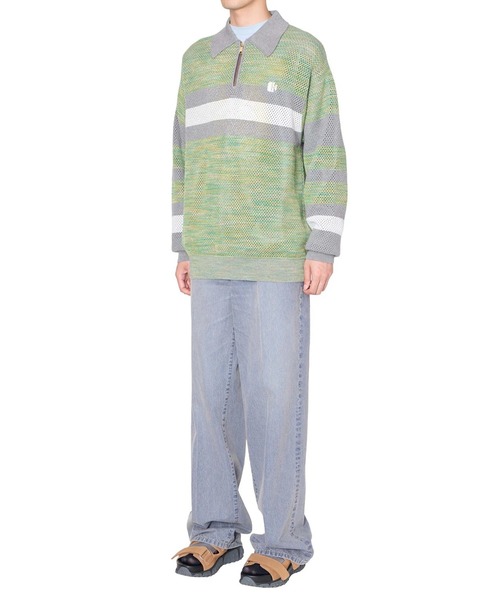 kolor（カラー）の「【kolor/カラー】26SCM-N07306 KNIT POLO（ポロシャツ・メンズ・ピンク/グリーン・5/3）」の3枚目の写真